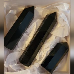Black Obsidian Crystal Tower set of 3